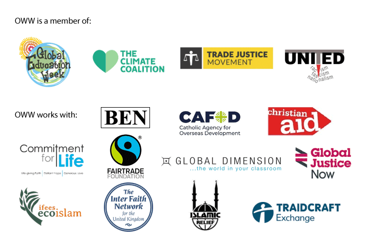 one world week is a member of the following organisations (logos of organisations)